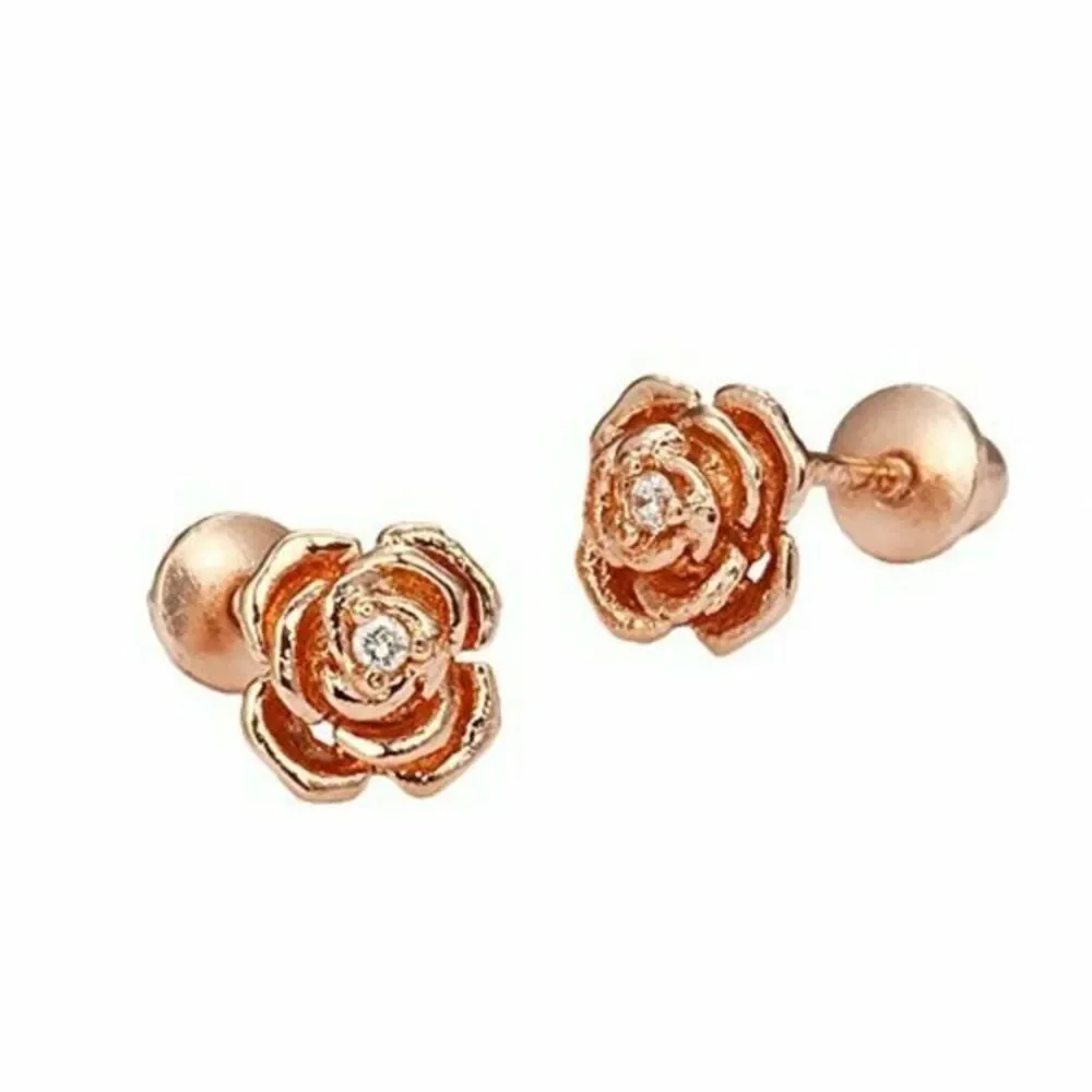 14k Rose Gold Plated Screwback Earrings!.